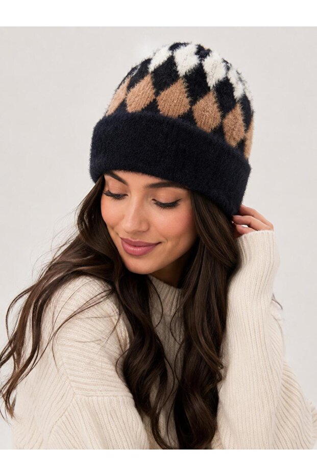 Women's Trendy Patterned Folded Beret, Winter Beret, Soft Beret