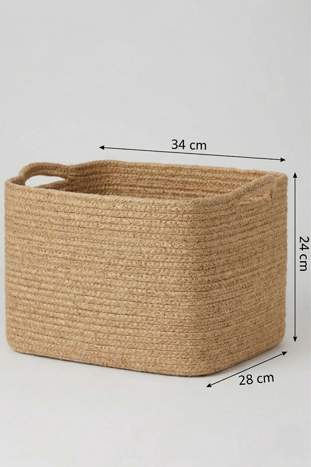 Multi-Purpose Basket with Jute-Looking Wicker Handles |   Bathroom & Toy Organizer (34X28X24 cm) - 14 Colors