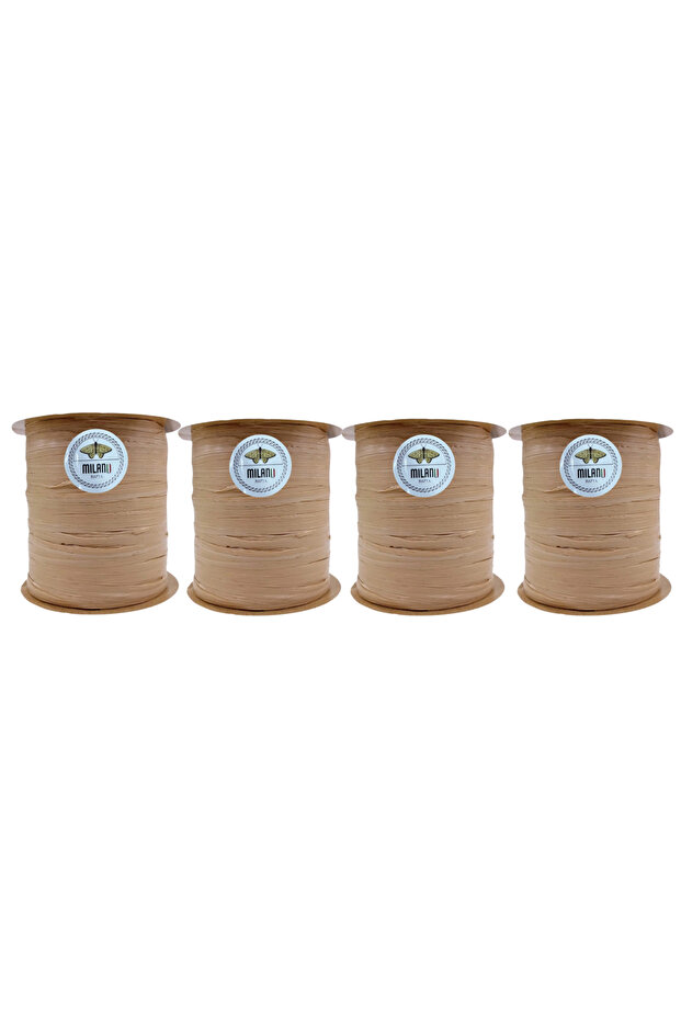 Soft Textured Raffia Yarn 07 No Caramel 4 Pieces 400 Gr 1000 Mt Washable Water Resistant Knitting Yarn