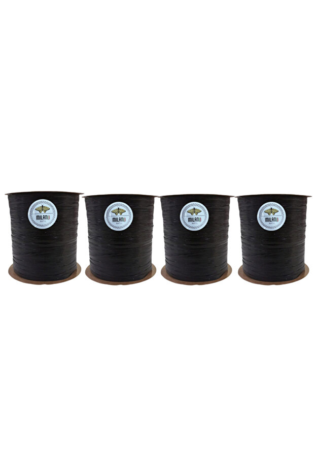 Soft Textured Raffia Yarn 08 No. Black 4 Pieces 400 Gr 1000 Mt Washable Water Resistant Knitting Yarn