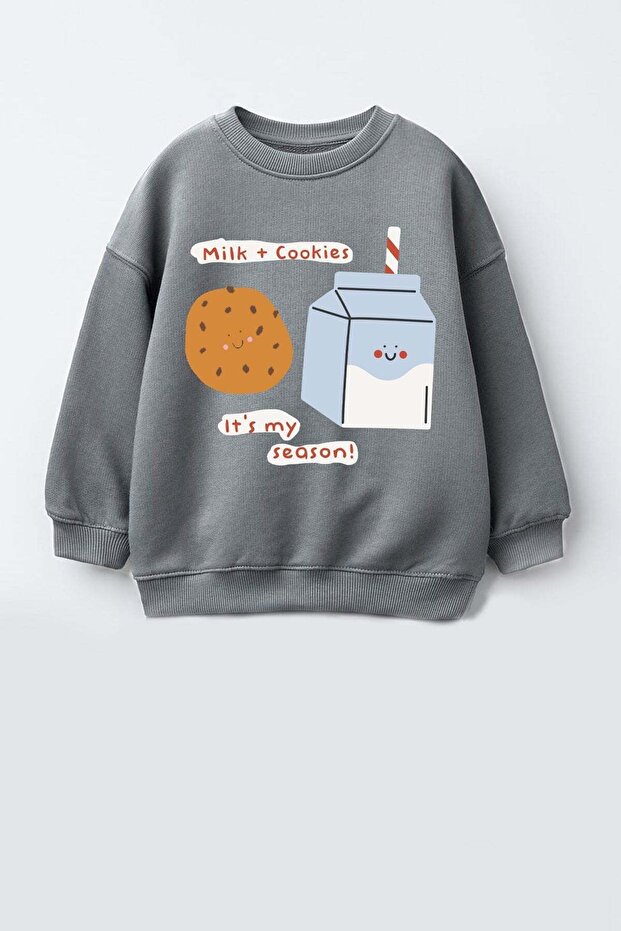 Girl's 3 Thread Fabric Cotton Printed Sweatshirt