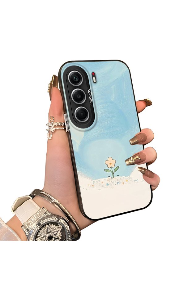 Cute Little Flower Pattern Acrylic Back Silicone Edge Phone Case for Tecno Camon 40 Pro 5g(Cm7) Compatible