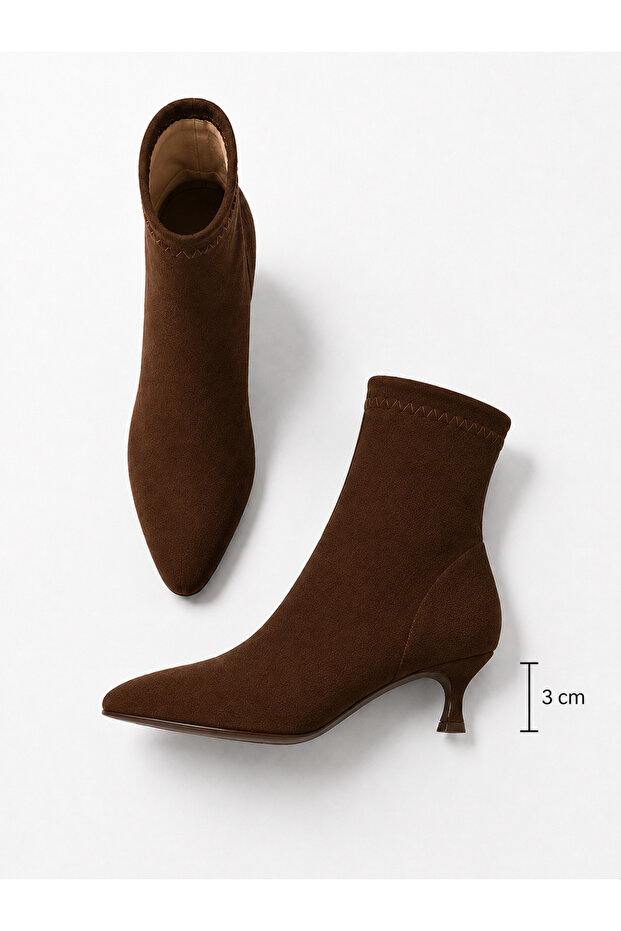 Women's Stretch Boots Pointed Toe Thin Heeled Stylish Ankle Boots
