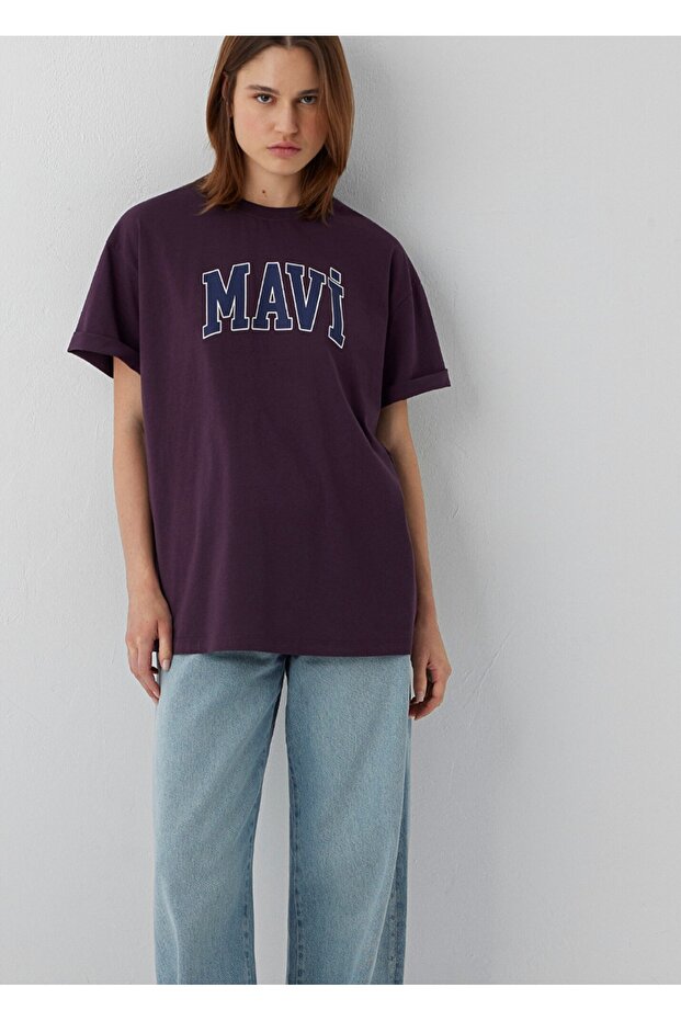 Logo Printed Plum T-Shirt