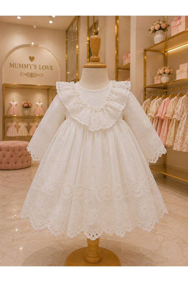 Baby Girl 4-Piece Mevlüt & Special Day Set - 100% Cotton - Cream