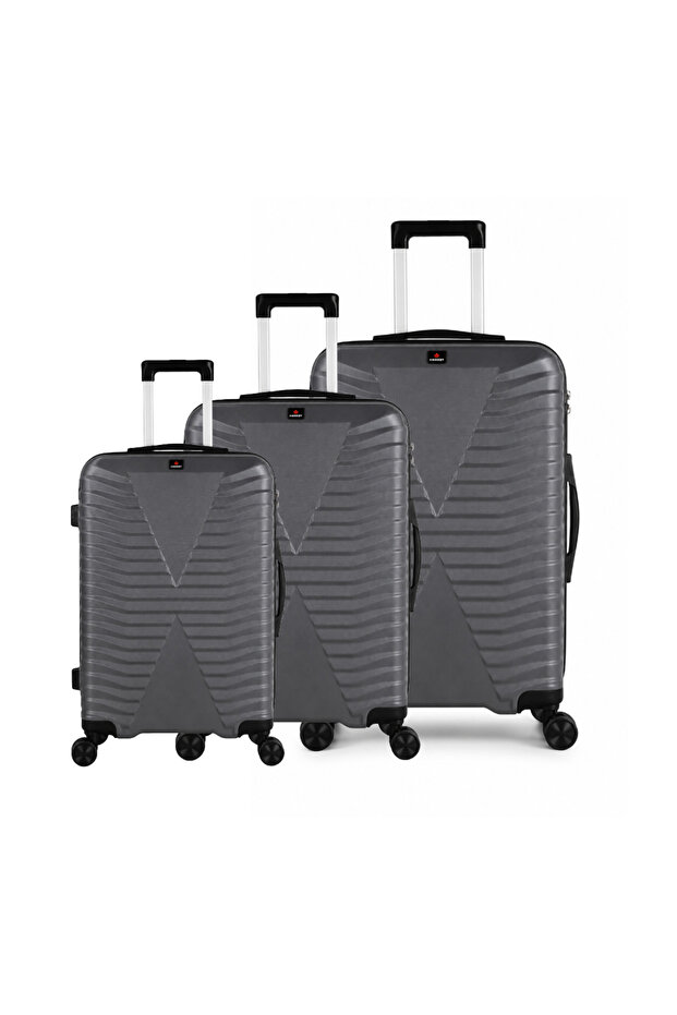 ABS 4-Wheel Hard Trolley Bag Set 017 – 3 Piece Grey, 20/24/28 Inches