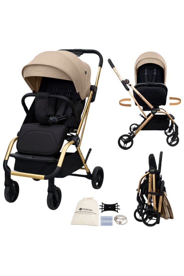 - Octa 360 Degree Reversible Travel Stroller - Beige/Black