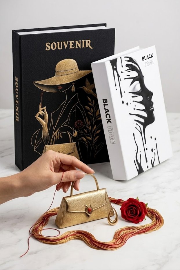 Black Faoe&Souvenir Book Box 2-Pack Home Decoration Decorative Box