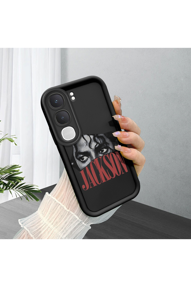 Vivo Y31/Y21D Compatible Black Silicone Case Michael Jackson Portrait Pattern Camera Protected Shock Absorbing