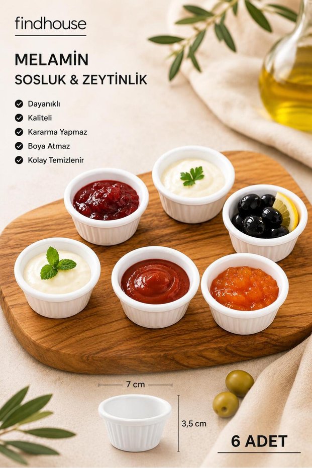 6 Pcs 7X3.5Cm Unbreakable Striped Sauce Bowls, Presentation Bowls, Turkish Delight Bowls, for Breakfast, Dowry, Kitchen, Cafe, Restaurant, Hotel