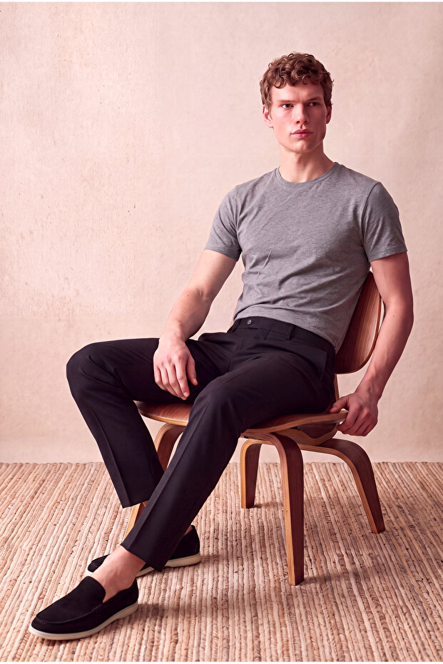 Men's Cotton/Modal Gray Short Sleeve Crew Neck Basic T-Shirt Olav