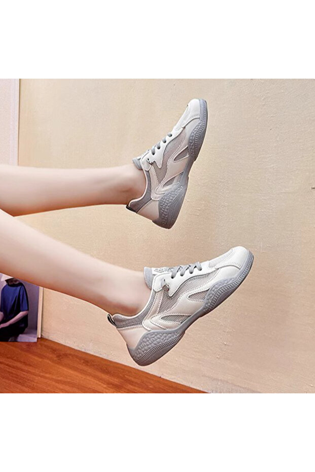 Women's Gray Mesh Sneakers