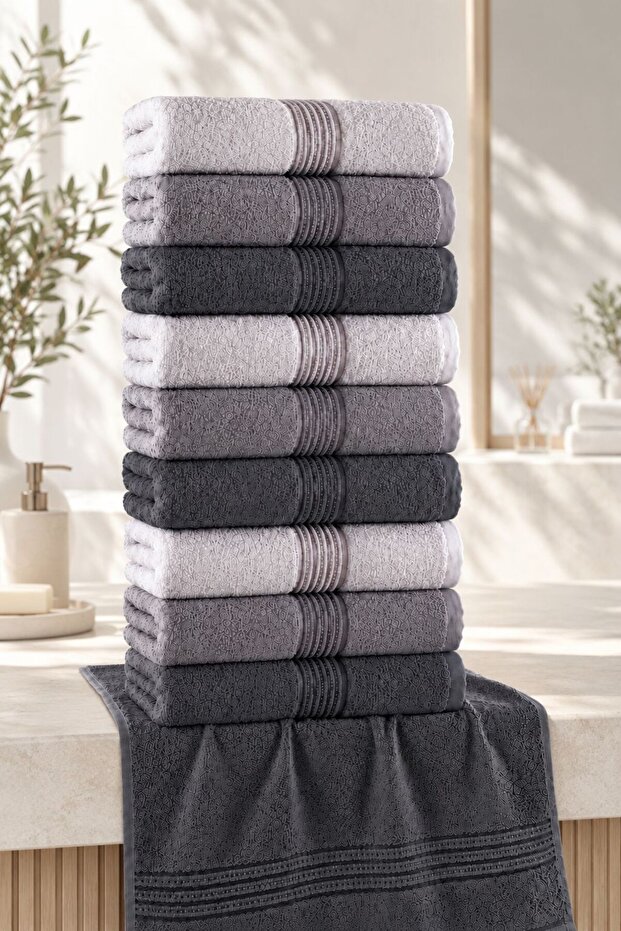 Alia Soft 50X90 cm 10-Piece Hand and Face Towel Set
