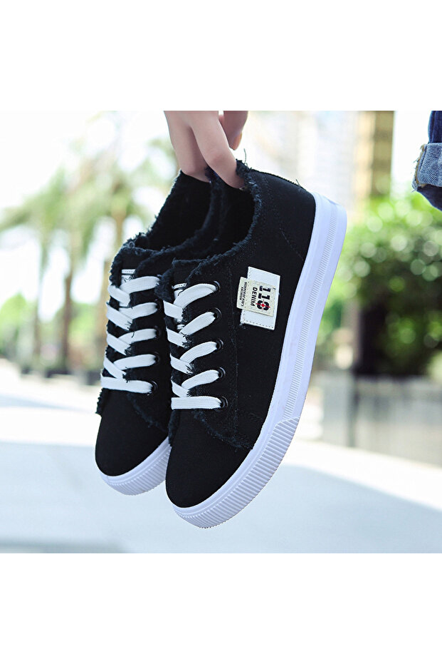 Women's Black Canvas Sneakers