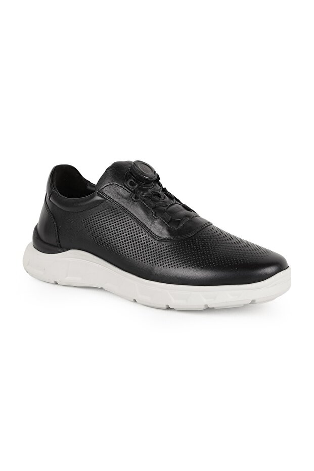 Men's Sneaker 100% Genuine Leather with Rotating Lock Mechanism, Breathable, Lightweight Eva Sole