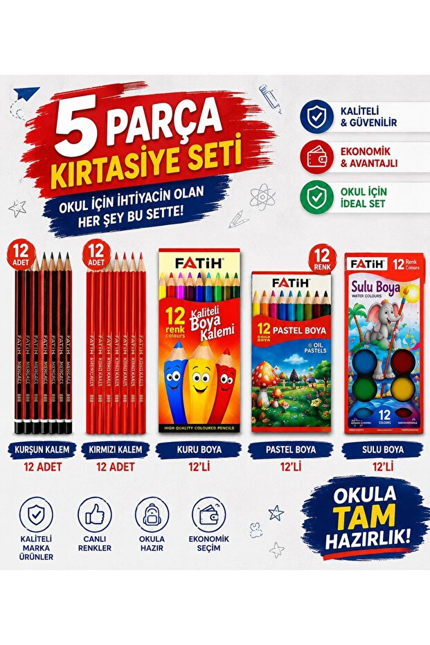 Ekonomik Kırtasiye Seti 5 Parça