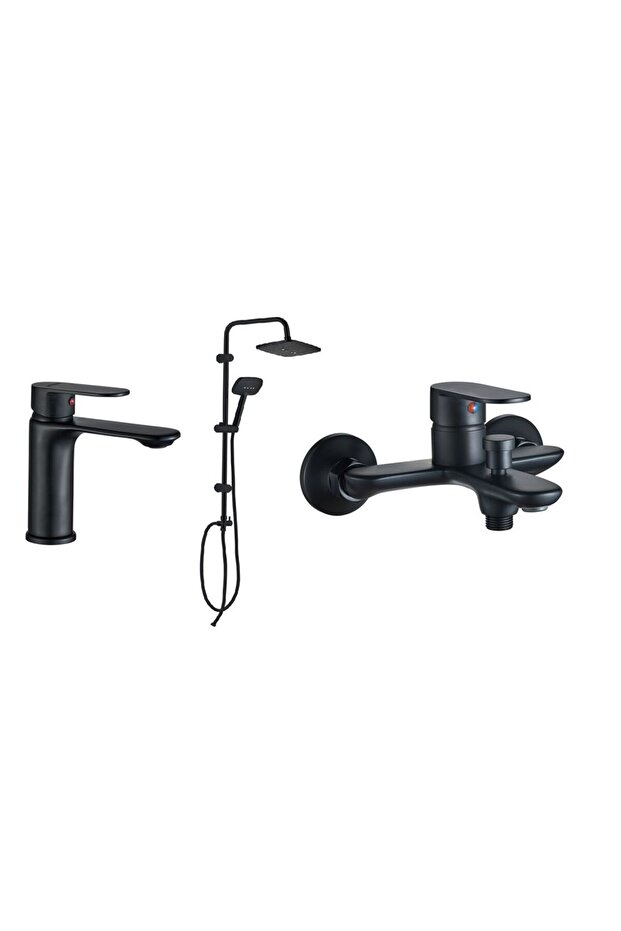 Luxe Manila Collection 3 In 1 Matt Black (Basin +Bath+Shower Column)