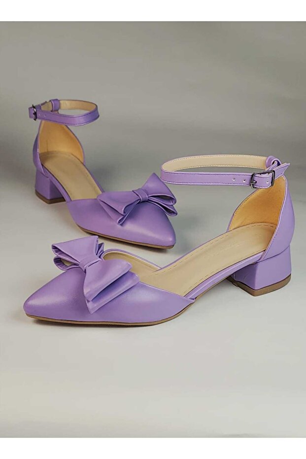 Women's Green Summer Bow Short Heeled Shoes