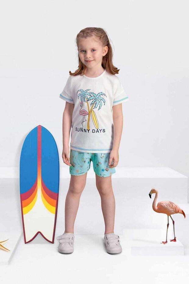 Sunny Days Cream Girls' Shorts Set