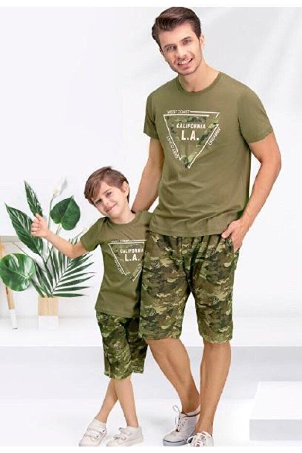 Boy's Khaki Camouflage La Bermuda Set