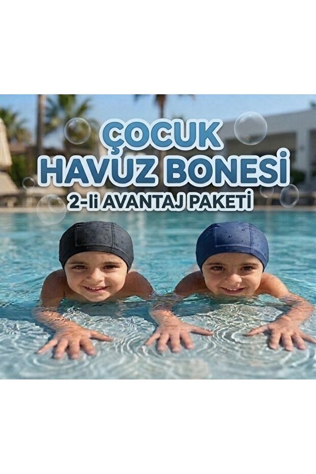 2-Piece Swimming Cap Micron Fabric Elastic Pool and Sea Cap (2-16) Years Old