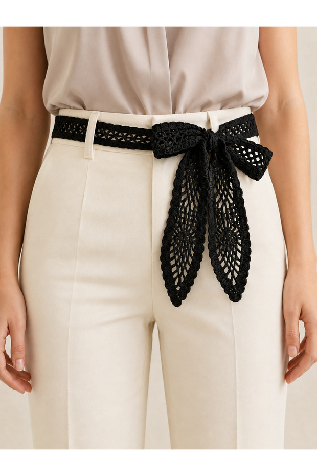 Women's Hand-Knitted Bohemian Belt and Neck Scarf – Multi-Purpose Tie-Down Accessory 142 cm