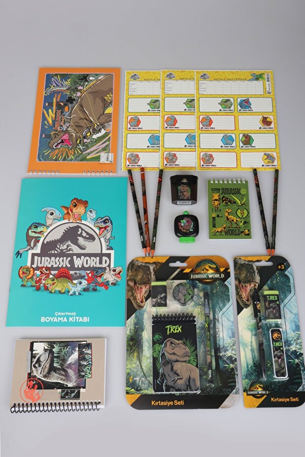 X Dekomus Licensed Jurassic World 27 Piece Stationery Set Sticker Coloring Book, Pencil, Eraser