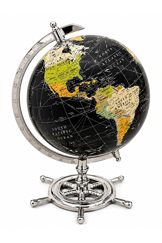 Decorative World Globe with Rudder 4160-Bla