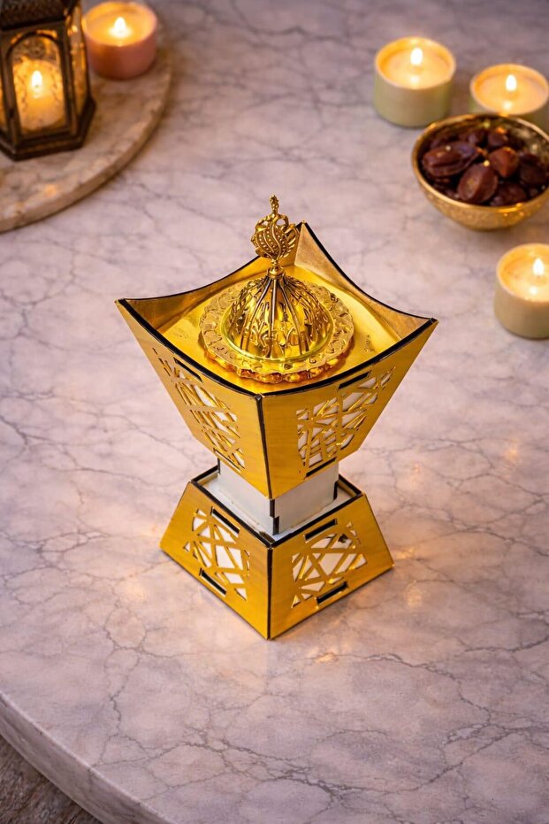 Plexi-Coated Wooden Incense Burner, Gold Mirrored Luxury Incense Holder, Decorative Solid Incense Burner, 22X11 cm