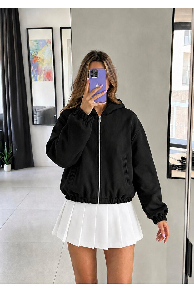 Hooded Bomber Cashmere Jacket