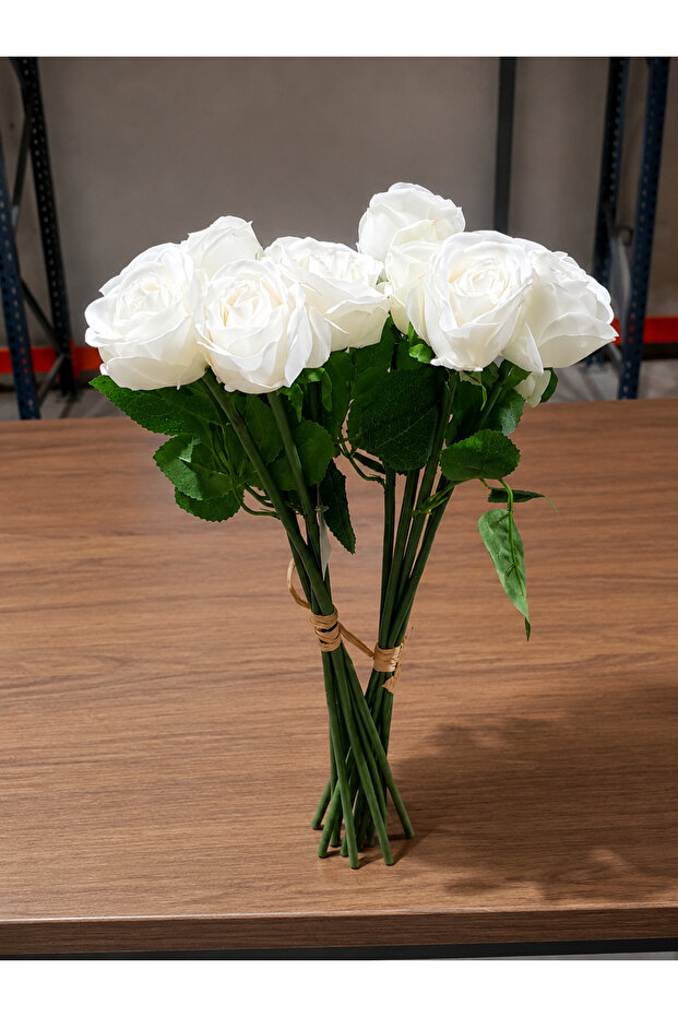 Premium White Artificial Rose Bouquet - 2 Pieces