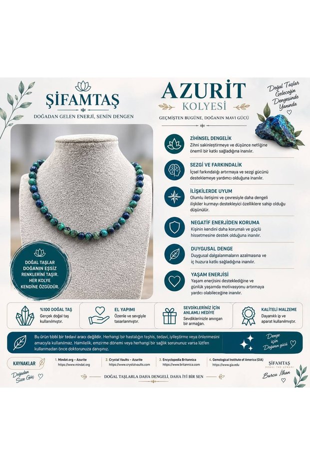 Azurite Natural Stone Necklace