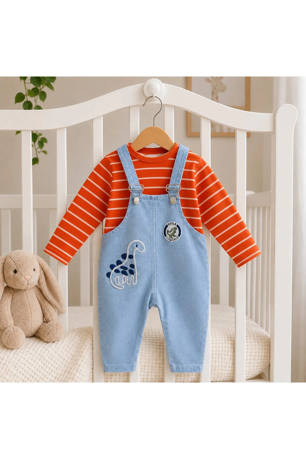 Soft Denim Slopet with Inside Badili Dinosaur Print