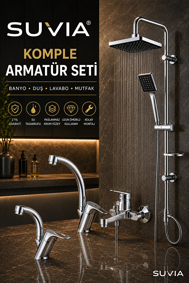 Fitting Set 4-Piece Bathroom Faucet Sprinkler Shower Set Sink and Kitchen Faucet