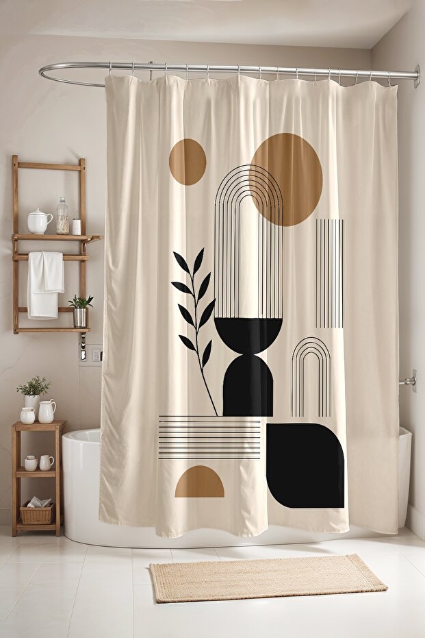 Abstract Sun and Striped Rainbow Pattern Shower Curtain, Bathtub Curtain 175X200Cm