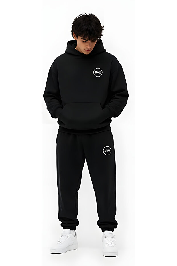 Unisex Character Avo Hooded Sweatshirt Set - Face and Whole Surface Printed, Comfortable Lace-Up Hoodie