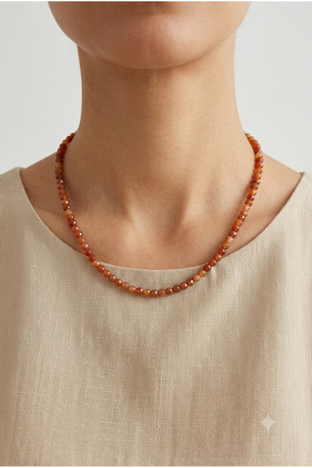 Agate Natural Stone Pendant 4mm Faceted Cut Orange