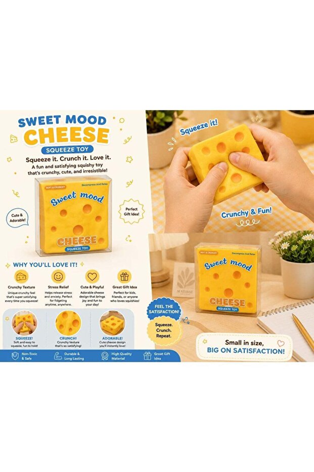 Sweet Mood Cheese Toy, Crunchy & Fun Fidget Toy