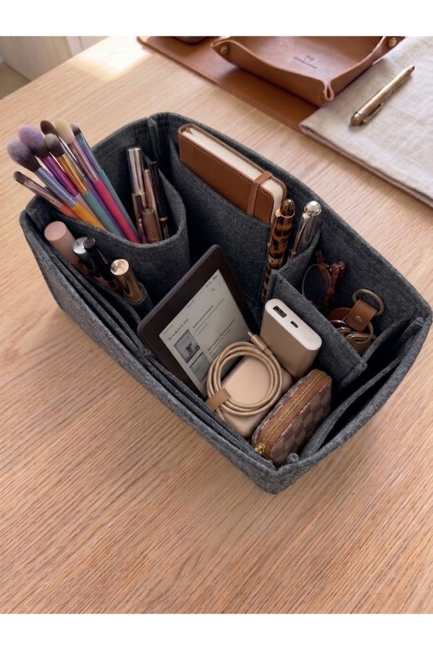 Kare Ic Cepli Canta Ici Organizer Dark Gray Color 28 X 15 X 12 Dimensions (Length X Height X Width)