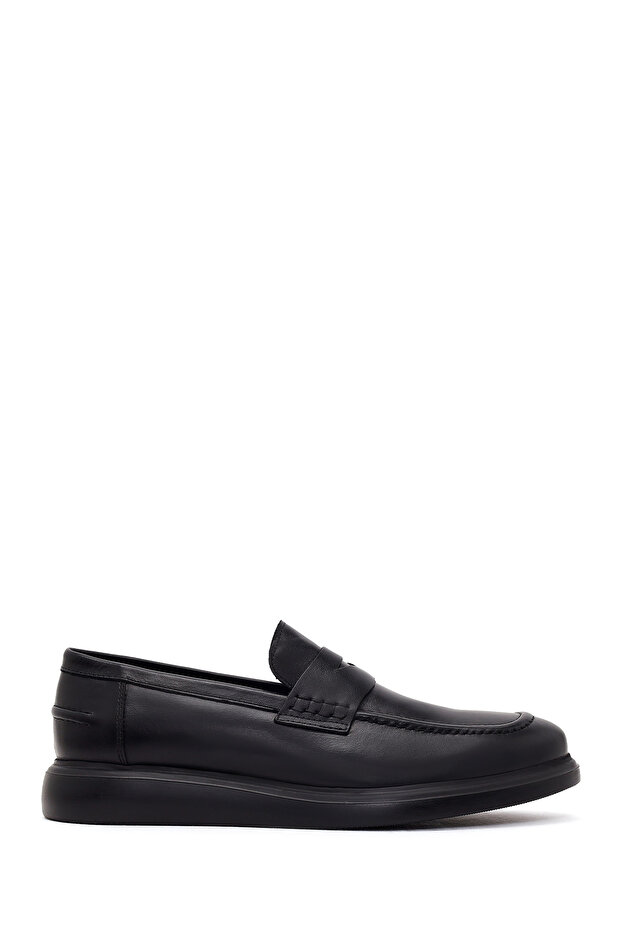 Men's Black Leather Casual Loafer Wm800002Dv