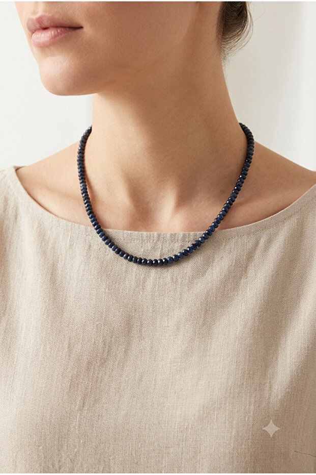Sapphire Natural Stone Pendant Navy Blue