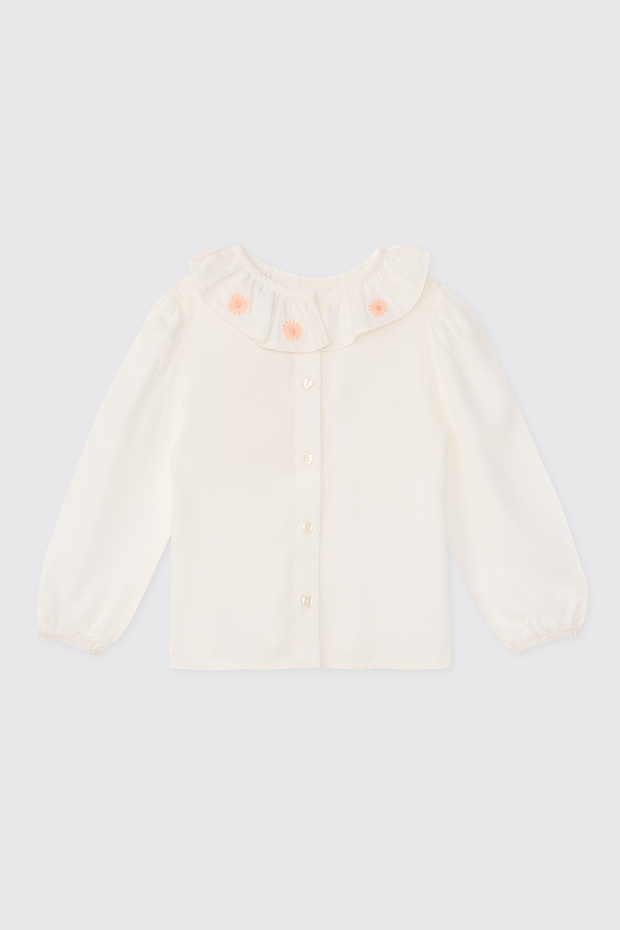 Baby Girl Collared Ecru Blouse