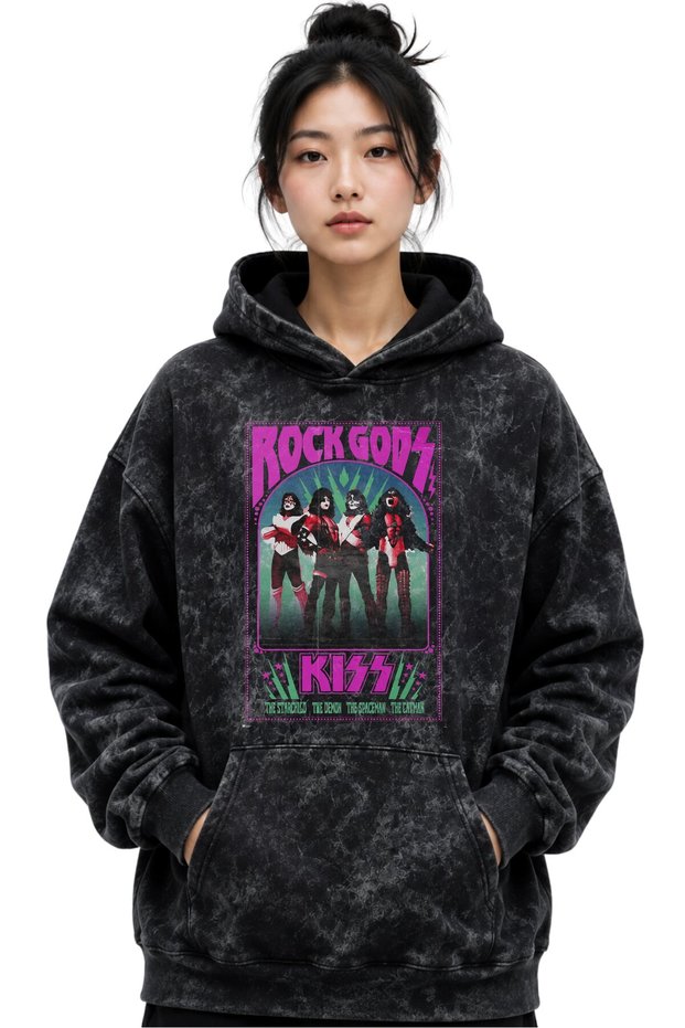 Rock Gods Kiss Rock Metal Music Band Printed Unisex Oversize Washable Premium Hoodie Sweatshirt