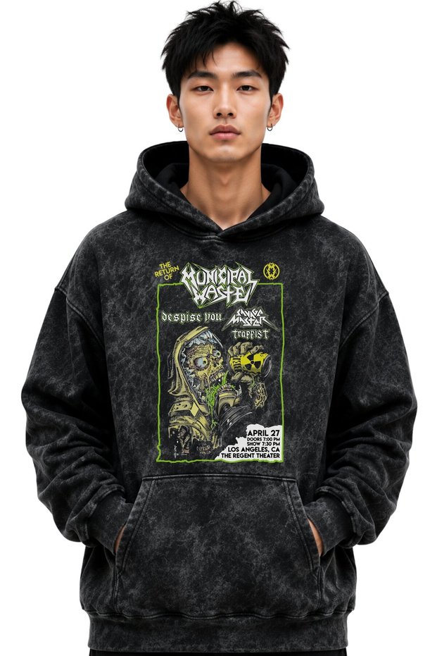 Municipal Waste Rock Metal Music Band Printed Unisex Oversize Premium Washable Hoodie Sweatshirt