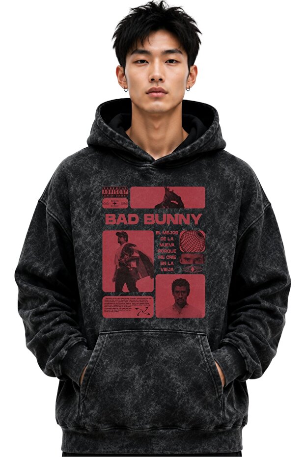 Bad Bunny Rapper Singer Printed Unisex Oversize Premium Washable Hoodie Sweatshirt