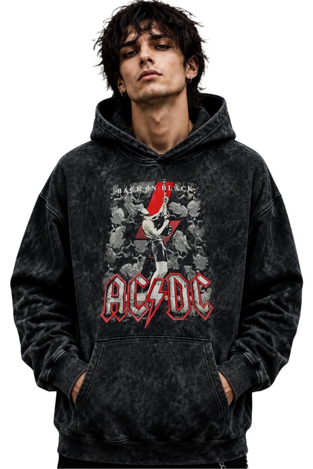 Ac Dc Rock Metal Music Band Printed Unisex Oversize Premium Washable Hoodie Sweatshirt