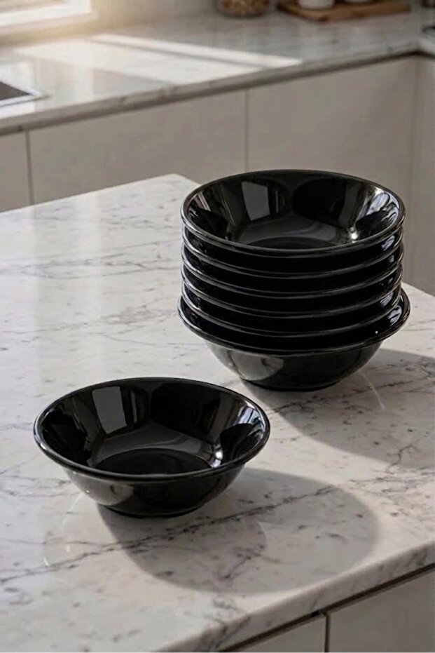 6 Pieces 15 cm Black Bowl Unbreakable Melamine Soup Bowl Salad Bowl (15 cm)