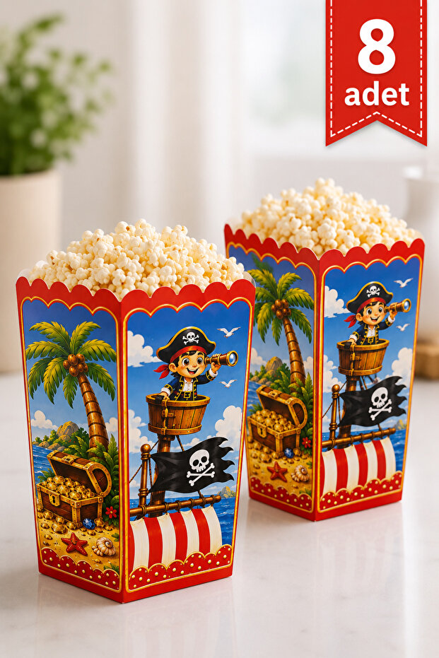 Pirate Themed Corn Box Set of 8 8X11 cm Boy's Birthday Popcorn Box Party Supplies