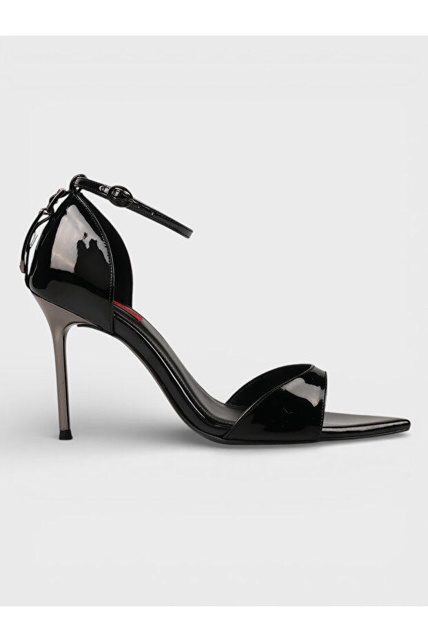 Women's Summer 11cm Thin Open Heeled Shoes - 574 2763 - Black Patent Leather