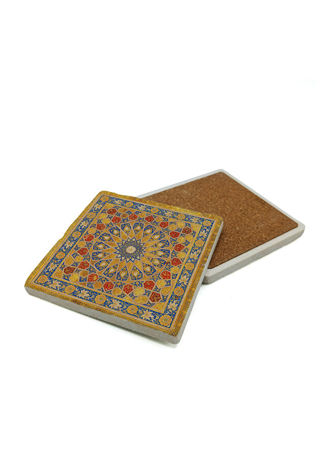 13. Yy. Kuran Tezhibi Printed Natural Stone Coaster 10X10 Kd-7